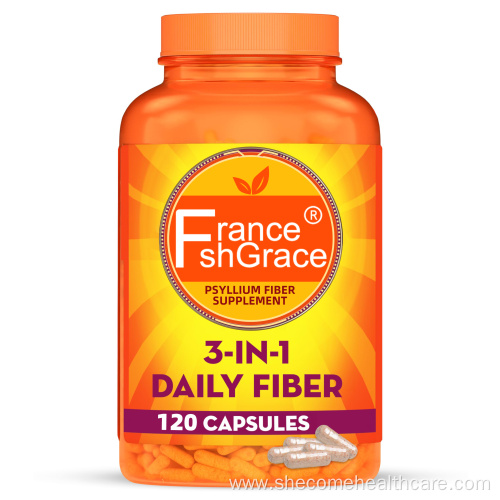 3-in-1 Fiber Capsules Plant Psyllium Husk Fiber Supplement